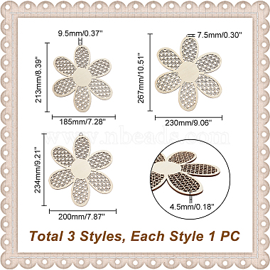 Decoración colgante de flor hueca de madera sin terminar(DIY-WH0430-197)-2