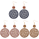 3 Pairs 3 Colors Hollow Flat Round Wood Dangle Stud Earrings with Iron Pins for Women(EJEW-AN0003-90)-1