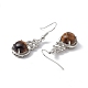 Natural Tiger Eye Gourd Dangle Earrings with Crystal Rhinestone(EJEW-A092-04P-08)-3