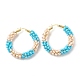 Porcelain Beaded Huggie Hoop Earrings for Women(EJEW-C003-01E-RS)-1