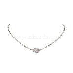 201 Stainless Steel Leaf Pendant 304 Stainless Steel Chain Necklaces, Non-Tarnish, Stainless Steel Color, 17.13 inch(43.5cm)(NJEW-JN05674)