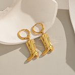 Stainless Steel Shoes Hoop Earrings, Real 18K Gold Plated, 41x16mm(YJ9062)