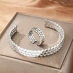 Men's 304 Stainless Steel Cuff Bangles & Cuff Rings, Flat Round, Stainless Steel Color, Inner Diameter: 60mm & 18mm(WG50BB1-02)