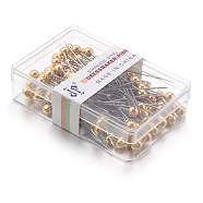 Stainless Steel Ball Positioning Head Pins, for Handcrafted Garment Head, 100 Pieces/Box, Golden & Stainless Steel Color, 37x4mm, pin: 1mm(FIND-S248-01G)