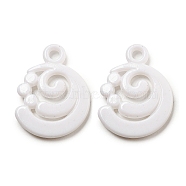 Opaque Acrylic Pendants, Spiral, White, 28.5x21.5x3.5mm, Hole: 3mm, about 215pcs/500g(SACR-L007-044C)