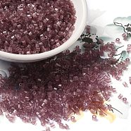 Transparent Glass Seed Beads, Hexagon(Two Cut), Pale Violet Red, 2x1.5mm, Hole: 0.9mm(SEED-S042-21B-03)