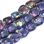 Electroplate Glass Beads Strand, AB Color, Polygon, Purple, 10.5x11~12x5~6mm, Hole: 1mm, about 60~61pcs/strand, 24.41 inch~ 25.20 inch(62~64cm)(EGLA-S188-21-B02)