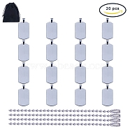 20PCS 304 Stainless Steel Ball Chain Necklace, 20PCS 304 Stainless Steel Blank Stamping Tag Pendants, Stainless Steel Color, 23.6 inch(60cm)(NJEW-PH0003-01)