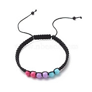 Acrylic Braided Bead Bracelet, Nylon Cord Adjustable Bracelet for Women, Colorful, Inner Diameter: 2~3-1/4 inch(5~8.1cm)(BJEW-JB08546)