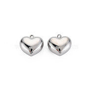 304 Stainless Steel Charms, Heart, Stainless Steel Color, 10x10x6mm, Hole: 1.2mm(STAS-N097-148P)