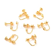 Brass Clip-on Earring Findings, Long-Lasting Plated, Real 18K Gold Plated, 13.5x15.5x5mm, Tray: 5mm, Pin: 1mm(KK-F824-018G)