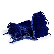 Rectangle Velvet Pouches, Gift Bags, Dark Blue, 7x5cm(TP-R022-5x7-03)