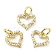 Brass Pave Cubic Zirconia  Pendants, with Jump Ring, Long-Lasting Plated, Lead Free & Cadmium Free, Heart, Real 18K Gold Plated, 10x10x1.5mm, Hole: 3.5mm(KK-Z028-09G)