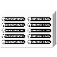 Mini PVC Coated Self Adhesive Warning Stickers, SMILE! YOU ARE ON CAMERA Waterproof Caution Sign Safety Sign Decals, Smiling Face, 174x276mm, 8 sheets/set(STIC-WH0017-001)