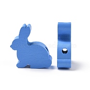Easter Theme Wooden Beads, Dyed, Rabbit, Dodger Blue, 24x24x8mm, Hole: 3.5mm(WOOD-C002-09C)