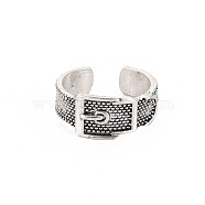 Belt Buckle Shape Open Cuff Ring, Tibetan Style Alloy Jewelry for Women, Cadmium Free & Lead Free, Antique Silver, US Size 6 3/4(17.1mm)(RJEW-S038-220)