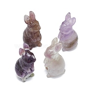 Natural Amethyst Sculpture Display Decorations, for Home Office Desk, Rabbit, 17~19x17~18.5x32~37mm(G-F719-36J)