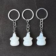 Opalite Keychains, with Iron Keychain Clasps, Ghost, 8cm(KEYC-P011-04P-12)