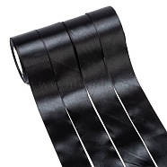 Single Face Satin Ribbon, Polyester Ribbon, Black, 2 inch(50mm), about 25yards/roll(22.86m/roll), 100yards/group(91.44m/group), 4rolls/group(RC50MMY-039)