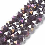 Electroplate Opaque Glass Beads Strands, AB Color Plated, Faceted, Round, Medium Orchid, 5.5x5.5x5.5mm, Hole: 1mm, about 97~99pcs/strand, 20.87 inch~21.26 inch(53cm~54cm)(X-EGLA-T019-05D)