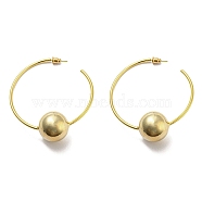 Brass Round Beaded Ring Stud Earrings, Half Hoop Earrings for Women, Golden, 64x57x2mm(EJEW-D067-01G)