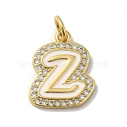 Brass Micro Pave Cubic Zirconia Pendants, with Jump Rings, Real 18K Gold Plated, Letter Z, 18.5x15.5x2mm, Hole: 3.8mm(KK-K354-02G-Z)