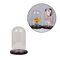 Arch Glass Dome Cover, Decorative Display Case, Cloche Bell Jar Terrarium with Wood Base, Clear, 237x145mm(AJEW-WH0561-63)