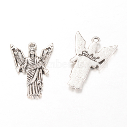 Tibetan Style Alloy Pendants, Angel, Lead Free & Cadmium Free, Antique Silver, 26x18x2.5mm, Hole: 2mm, about 430pcs/1000g(TIBEP-Q063-22AS-RS)