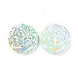 UV Plated Acrylic Beads, Iridescent, Flower, Light Green, 23.5x23x5.5mm, Hole: 2mm(SACR-C003-02D)