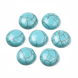 Craft Findings Dyed Synthetic Turquoise Gemstone Flat Back Dome Cabochons, Half Round, Dark Turquoise, 20x7mm(TURQ-S266-20mm-01)