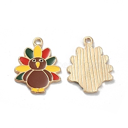 Light Gold Tone Alloy Enamel Pendants, Turkey Charm, Colorful, 24x18x1.5mm, Hole: 1.8mm(ENAM-P247-20KCG)