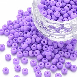 6/0 Glass Seed Beads, Macaron Color, Round Hole, Round, Dark Orchid, 4~4.5x3mm, Hole: 1~1.2mm, about 4500pcs/bag, about 450g/bag.(SEED-T005-14-B04)