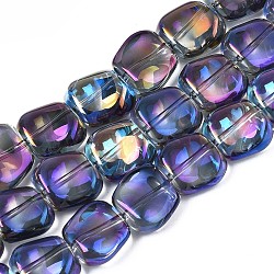 Electroplate Glass Beads Strand, AB Color, Polygon, Purple, 10.5x11~12x5~6mm, Hole: 1mm, about 60~61pcs/strand, 24.41 inch~ 25.20 inch(62~64cm)(EGLA-S188-21-B02)