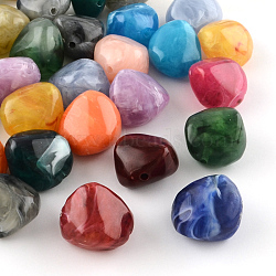 Nuggets Imitation Gemstone Acrylic Beads, Mixed Color, 25x24x17mm, Hole: 3mm, about 84pcs/500g(OACR-R044-M)