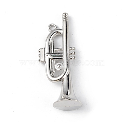 Alloy Pendants, Cadmium Free & Lead Free, Trumpet Charm, Platinum, 51x20x14.5mm, Hole: 3mm(PALLOY-M206-05P)