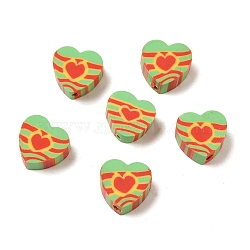 Polymer Clay Bead, Heart, Green Yellow, 8.5x9x4mm, Hole: 2mm(CLAY-Z003-03E)