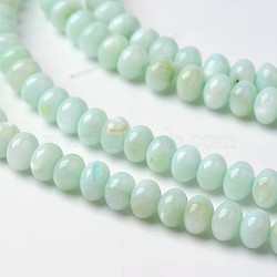 Dyed Natural Freshwater Shell Rondelle Bead Strands, Aquamarine, 6x4mm, Hole: 1mm, about 91pcs/strand, 15.6 inch(X-BSHE-O016-19B)
