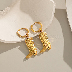 Stainless Steel Shoes Hoop Earrings, Real 18K Gold Plated, 41x16mm(YJ9062)