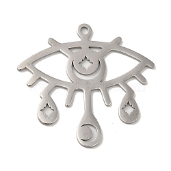 201 Stainless Steel Pendants, Eye, Stainless Steel Color, 27.5x29.5x1mm, Hole: 1.6mm(STAS-B049-03P)