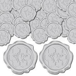 CRASPIRE Adhesive Wax Seal Stickers, Envelope Seal Decoration, For Craft Scrapbook DIY Gift, Silver Color, Bees, 30mm, 100pcs/box(DIY-CP0009-53B-06)