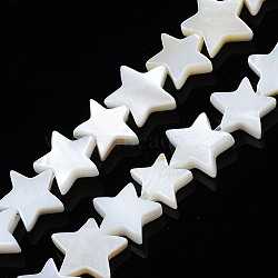 Natural Freshwater Shell Beads Strands, Pentagram, Seashell Color, 7.5~8.5x7.5~9x2mm, Hole: 0.6mm, about 56pcs/strand, 15.12 INCH(38.4cm)(X-SHEL-S278-01B-01)