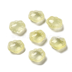 Transparent Glass Pendants, Longevity Lock Charms, Light Khaki, 14x16x7mm, Hole: 1.2mm(GLAA-D025-08B)