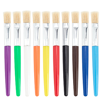 Nbeads Bristle Paint Brush, Plastic Handle, Colorful, 5-7/8 inch(14.8cm), 10pcs/box