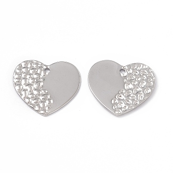 304 Stainless Steel Pendants, Heart Charm, Stainless Steel Color, 21.5x23x1mm, Hole: 1.4mm