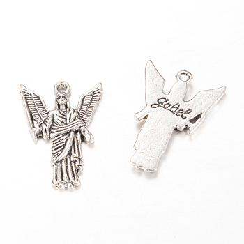 Tibetan Style Alloy Pendants, Angel, Lead Free & Cadmium Free, Antique Silver, 26x18x2.5mm, Hole: 2mm, about 430pcs/1000g