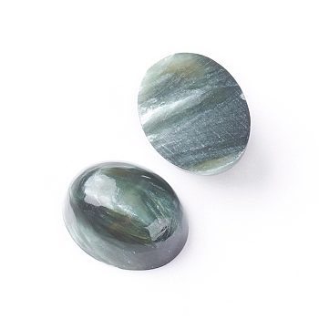 Natural Seraphinite Cabochons, Oval, 10x8x4.5~5mm