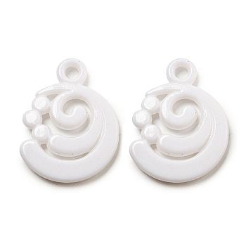 Opaque Acrylic Pendants, Spiral, White, 28.5x21.5x3.5mm, Hole: 3mm, about 215pcs/500g