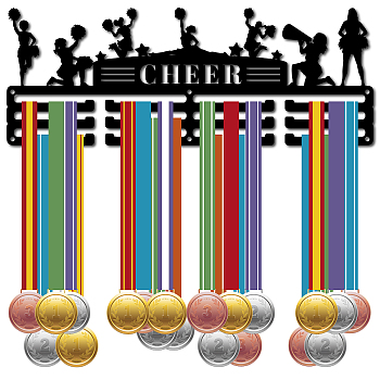 Fashion Iron Medal Hanger Holder Display Wall Rack, with Screws, Cheerleader Pattern, 150x400mm, Hole: 5mm