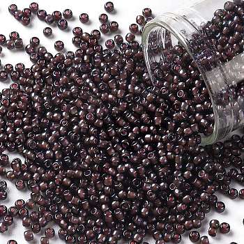 TOHO Round Seed Beads, Japanese Seed Beads, (382) Pink Lined Amethyst Luster, 11/0, 2.2mm, Hole: 0.8mm, about 1110pcs/10g