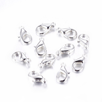 Zinc Alloy Lobster Claw Clasps, Parrot Trigger Clasps, Cadmium Free & Nickel Free & Lead Free, Silver Color Plated, 12x6mm, Hole: 1.2mm